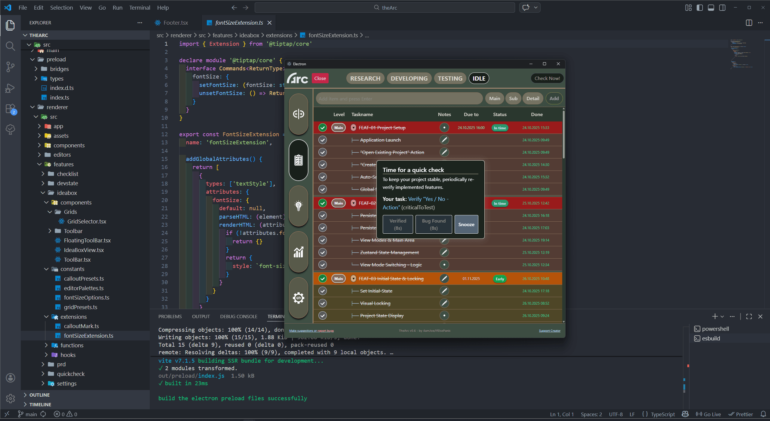 QuickCheck popup to re-validate implementation